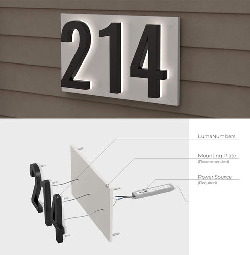 5 Inch House Numbers, Premium Quality ABS-Polymer, Backlit LED Illuminated Home Address Number
