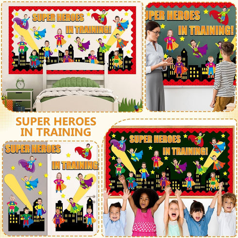 Super Themed Hero Bulletin Board Decoration Set, DIY Photo Crafts for Hero School Classroom Decor