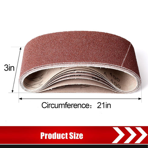 21 Pack 3×18 Inch Belt Sander Sanding Belt, Aluminum Oxide Paper Assortment for Knife Sharpening