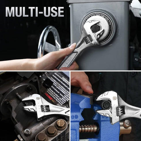 WORKPRO Adjustable Wrench, 8-inch Heavy Duty Spanner with Inch/Metric Scale, Chrome Plated Cr-V Steel
