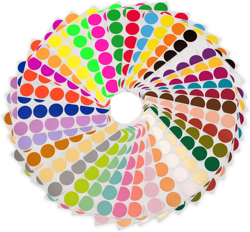 ChromaLabel 3/4 Inch Circle Sticker Labels, 38 Assorted Colors, Easy to Write On, High Visibility Permanent Adhesive