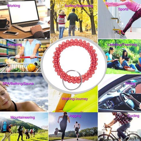 BIHRTC 5pcs Colorful Wristband Stretch Spring Spiral Coil Keychain Bracelets for Gym Pool ID Badge Outdoor Activities