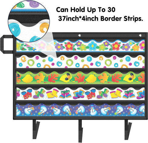 Godery Border Storage Pocket Chart, Classroom Pocket Charts for Organizing and Displaying Decorations (Black)