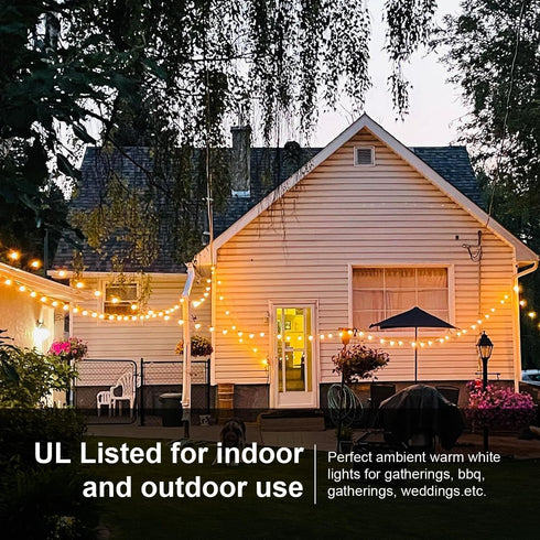 51FT 17 18 Dimmable Bulb Banord Outdoor Shatterproof LED String Lights, Waterproof Hanging Sockets with x LED Garden