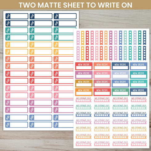 bloom daily planners Meal Planning Stickers - 8 Sheets / 592 Stickers for Menu Prepping and Grocery Shopping
