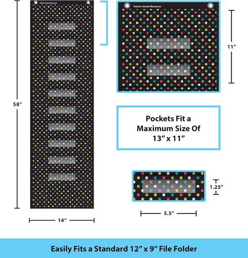 Teacher Created Resources Chalkboard Storage Pocket Chart - 58" x 14" x 46", Clear Label Holder