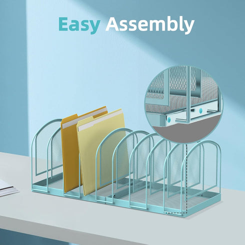 9-Section SUPEASY File Organizer Mesh Desk Organizer, Upright File Organizer Desktop Organizer File Sorter, File Folder