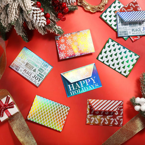 Jetec 120 Pcs Christmas Gift Card Holder Foil Embossed Envelopes, Assorted Color Metallic Sleeves