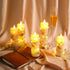 Set 5 4", 5", 6", 7", 8") Da by LED Candles Hand Painted Birch Bark Recessed String Candles of (Heights: Battery