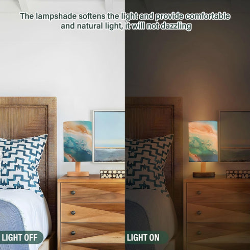 ALAZA Teal Green Turquoise Orange Marble Table Lamp for Bedroom USB Port Bedside Lamp Small Nightstand Desk Lamp