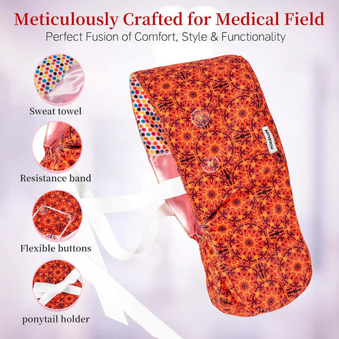Women's Satin Lined Scrub Cap - Adjustable Medical Work Hat for Surgeons and Dentists
