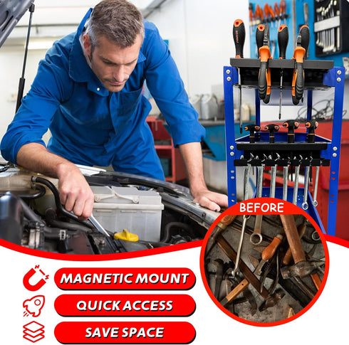 Organizer,Set 2 ULIBERMAGNET Magnetic Screwdriver Holder,Magnetic Wrench Holder,Heavy Duty Black Metal Tool Storage