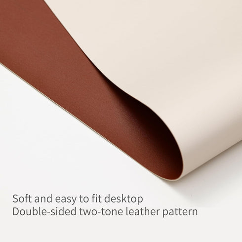 RENMTURE Double-Sided Faux Leather Desk Mat, Large Mouse Pad for Home and Office, Beige/Brown (32"x16")