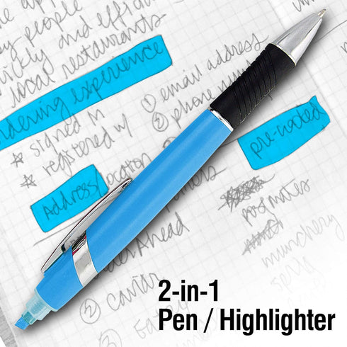 SyPen Highlighter with Ballpoint Pen Combo, 10 Pack in Bright Colors
