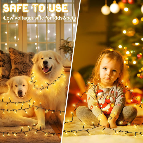 FFZZKJ 100LED 33Ft 8 16.4Ft*2 2-Pack Christmas Lights Outdoor Battery Operated String Lights Total with Timer Modes