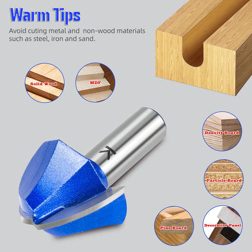 SMJXTOP 1-1/4" Set 1/2 Inch Cutting Diameter Cove Box Round Nose Router Bit Shank, Carbide Tipped Core Box Router Bit