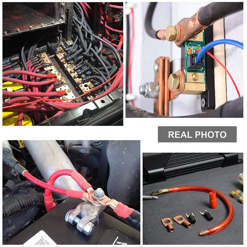 TKDMR 10pcs 2/0 AWG-3/8" Heavy Duty Battery Cable Lug Wire Terminal Connectors with 10pcs 3:1 Dual Wall Heat Shrink