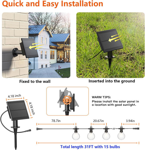 Bulbs IP65 Dimmable Kawaya Outdoor String Lights, LED Patio Light, Shatterproof Edison Globe - Waterproof Hanging Light