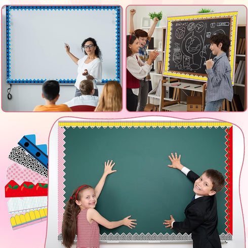 6 98.4ft Rolls Back to School Bulletin Board Borders Pencil Apple Crayon Checkered Scalloped Border Trim Composition
