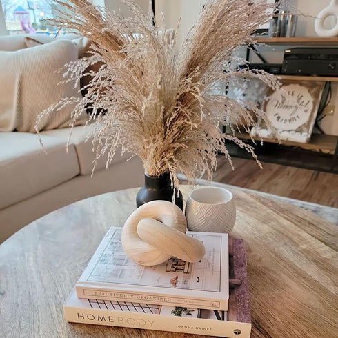 Natural-2 Wood Knot Decor Link Wooden Chain Link Coffee Table Wooden Knot Decorative Boho Farmhouse Rustic for Living