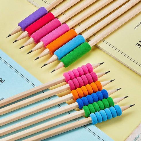 Outus Foam Pencil Cushion, Writing Aid for Kids, 150 Pcs in Random Colors and Mixed Shapes