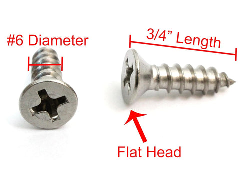 Bolt Dropper No. 6 x 3/4" Stainless Steel Flat Head Phillips Wood Screw (100 pc) - 18-8 (304) Stainless Steel