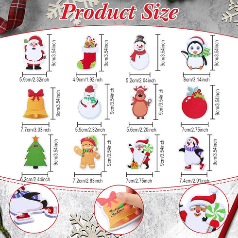 Cholemy 36 Sets Christmas Notepad Holiday Ballpoint Pens with Ribbon, Winter Holiday Theme Sticky Note Set