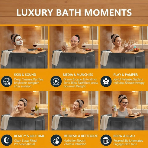 6-layer 25.9X31.5 Portable Bathtub for Adult, Foldable Soaking Bathtub for Hot SPA&Ice Bath, Foldable Small Bathtub