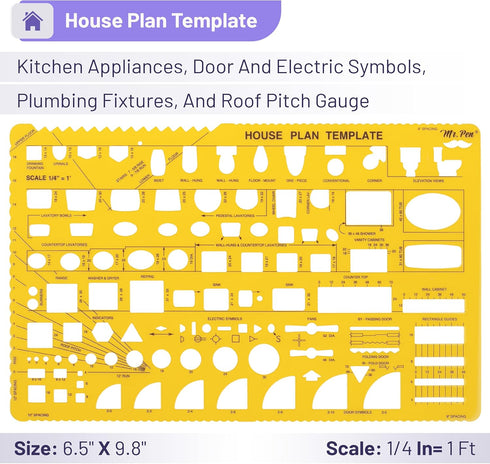 Mr. Pen- House Plan, Interior Design and Furniture Templates - Drafting Tools and Ruler Shapes Set of 3