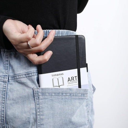 Pocket Notebook, Small Notebook 4.25"x 5.75", Mini Ruled Lined Journal, Smooth Leather Hard Cover, 160 Pages