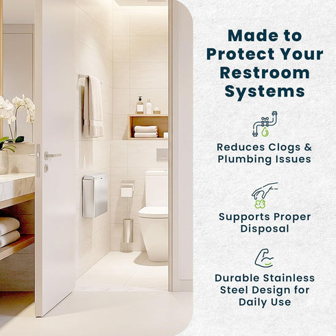 Alpine Sanitary Napkin Receptacle Wall Mounted Tampon Holder For Bathroom Provides Clean & Odor-Free Restroom for Home