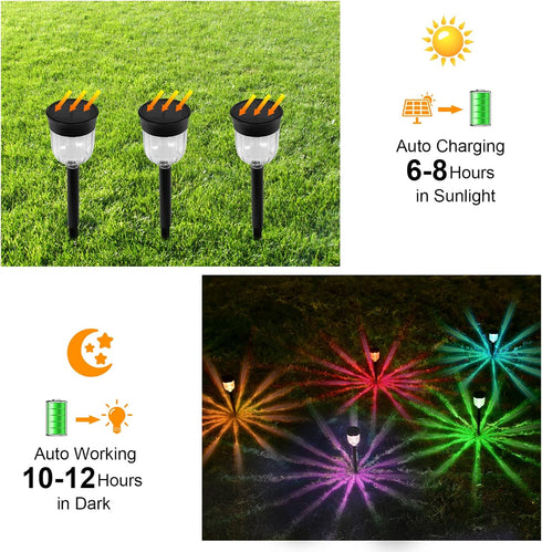 IP65 SMY Lighting Solar Outdoor Path Lights, Color Changing Waterproof Auto On/Off Solar Landscape Pathway LED Lights