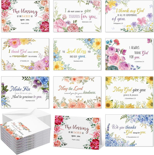 Motiskyy 100 Pack Religious Thank You Cards Bulk 4x6 Inch Christian Appreciation Card
