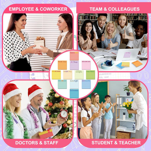 Yinder 24 Pcs Inspirational Sticky Notes with Lines, Cute Motivational Note Pad for Coworkers Office