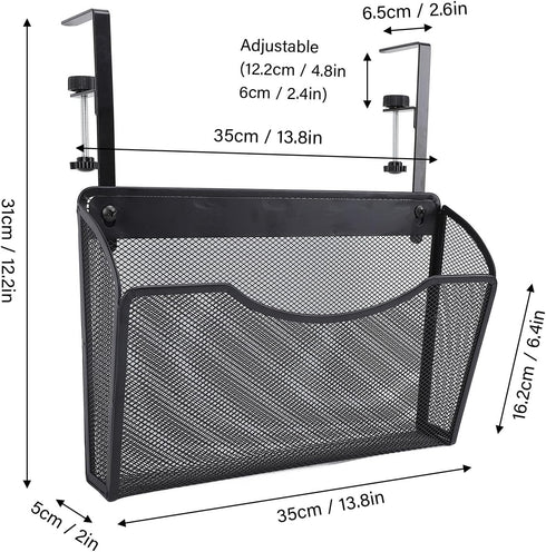ZJchao Desk Side Storage Organizer Adjustable Mesh Hanging Desk Organizer Carbon Steel and PP for Office School