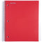 Mintra Office Durable Spiral Notebooks - 5 Subject, Red, Wide Ruled, 200 Sheets, Poly Pockets, Moisture Resistant Cover