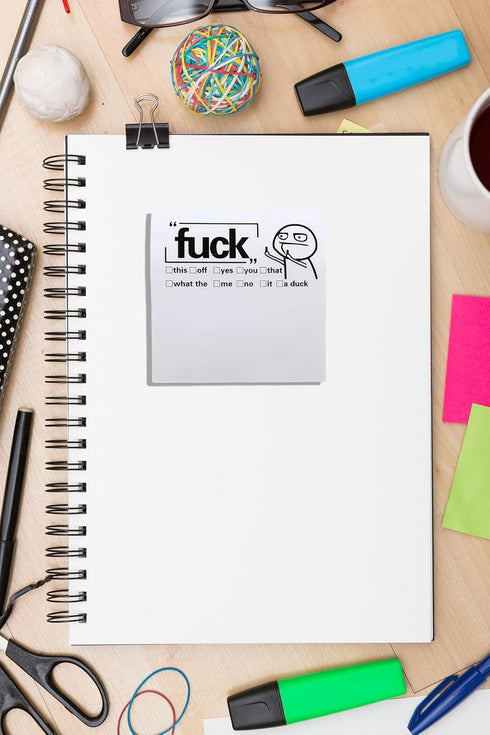 Funny Sticky Note What The F*ck Notepad, Oh, for Fuck's Sake Novelty Notepads, 100pcs Funny Stickers (4 Pcs)