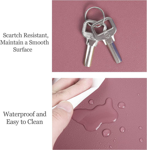 Round Mouse Pad, Non-Slip Mat with Premium Stitched Edge, Waterproof Thickened PVC Leather for Office/Home, 8.66" Dark