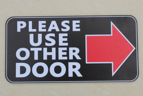 Meijiafei Outdoor/Indoor 4"x8" PLEASE USE OTHER DOOR Sign for Business Store, Shop, Cafe, Office, Restaurant (Arrow