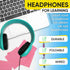 1 Pack 3.5mm Wired On-Ear Leather Headphones with Connector, Oval Metal Housing, Black
