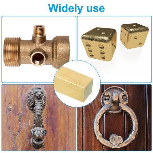 PATIKIL 3/8 x 3/8 x 8" H59 Brass Square Bar, Solid Flat Mill Stock for Crafting and Decoration