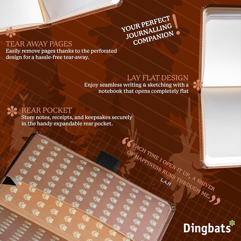 Dingbats* Wildlife A6 Plain Pocket Notebook - PU Leather Hardcover Small Writing Journal with Elastic Closure