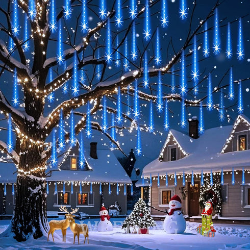 12 Inch 8 Weepong Meteor Shower Lights Outdoor Christmas Lights UL Certified Falling Rain Drop Snowfall Icicle