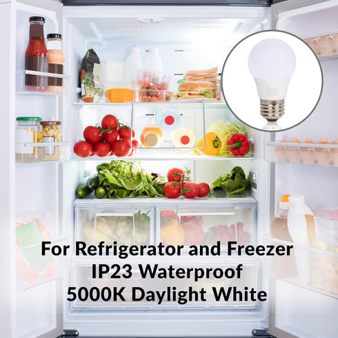 Simba Lighting A15 Refrigerator Light Bulbs, 2-Pack, 5W 40W Replacement, Waterproof, E26 Base, 5000K