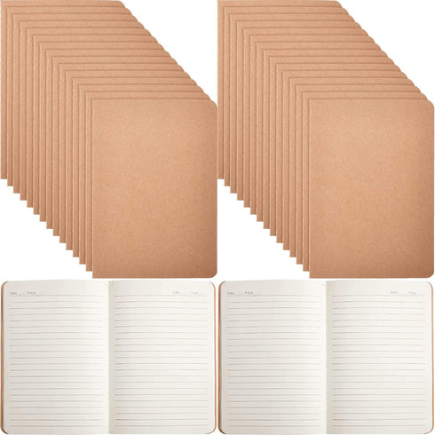 Epakh 48 Pack A5 Kraft Paper Notebooks, 8.3 x 5.5 Inch Travel Notebook Journals for Students, 68 Pages