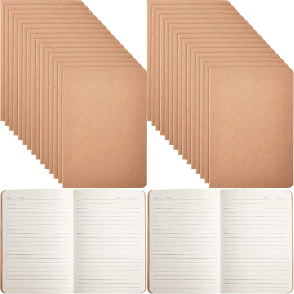 Epakh 48 Pack A5 Kraft Paper Notebooks, 8.3 x 5.5 Inch Travel Notebook Journals for Students, 68 Pages
