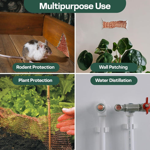 Copper Mesh Rodent Control Kit, 5 Inch x 35ft Rustproof Copper Wool Blend, DIY Hole Filler with Precision Scissors and
