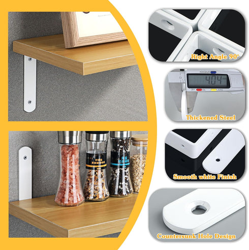 Support,8x5-3/5 Inch(Upgraded,Pack 4) Alise Floating Shelf Brackets,White Bracket for Shelves Heavy Duty L Bracket