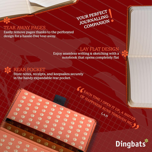 Dingbats* Wildlife A6 Lined Pocket Notebook, PU Leather Hardcover, Small Writing Journal for Work, Travel