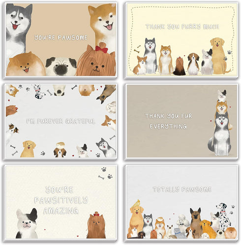 Spercy 48 Dog Thank You Card Set, Dog Pun Note Cards Pack with